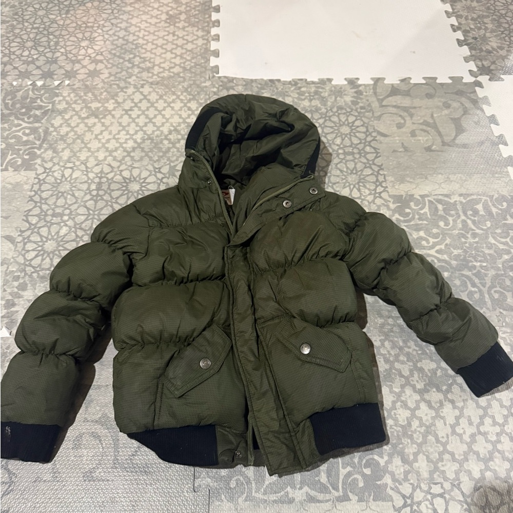Appaman Olive Green Kids Jacket with Red Logo Detail